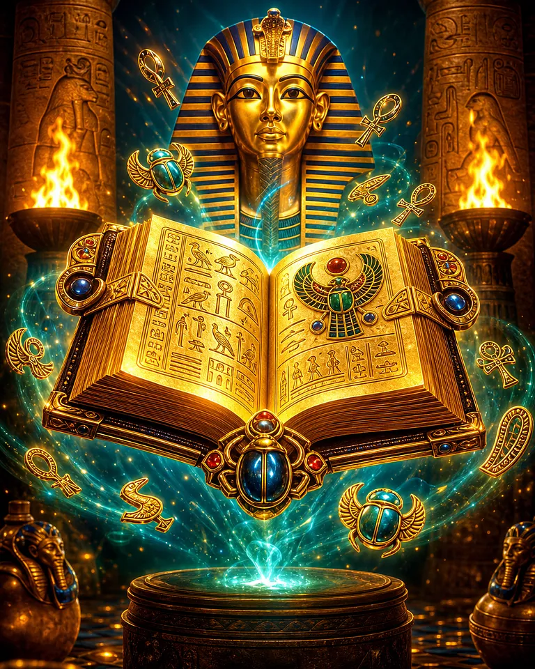 Capa do slot Book of Dead com livro dourado e hieróglifos