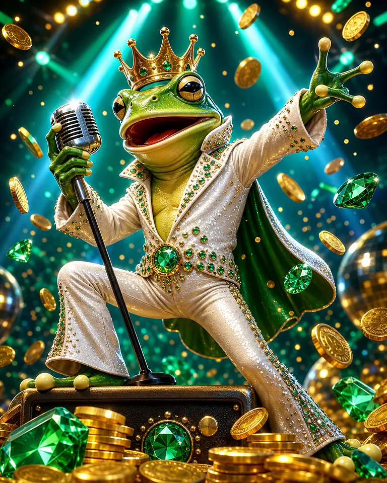 Capa do slot Elvis Frog in Vegas com sapo cantor